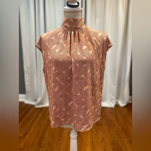 Worthington pink and red swirl pattern high neck blouse women’s size small